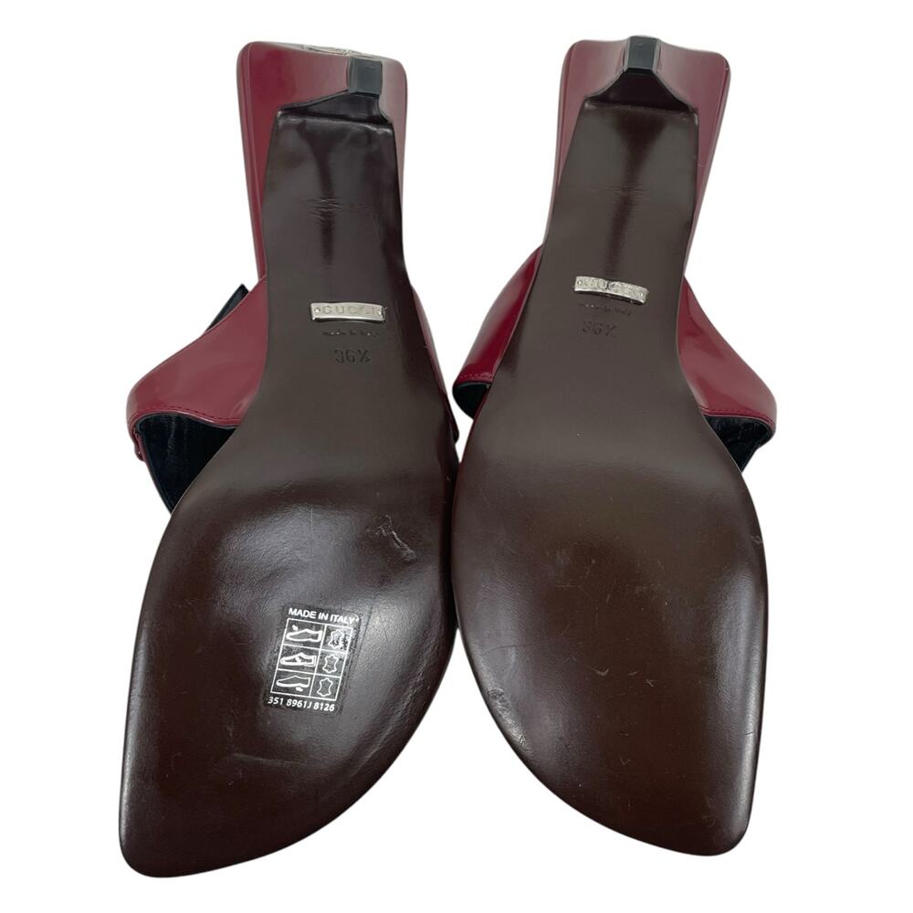 Gucci Mariame Horsebit Leather Thong Sandals Kitten Heel Red Size 36.5 - Picture 10 of 13